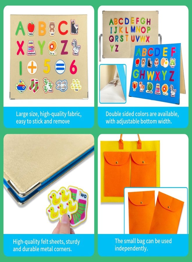 PENGFULL Foldable,Freestanding Felt Flannel Board Set for Toddlers,With 75 Felt Learning Letters Numbers Pieces,Double-Sided,With Storage Bag,for Parent-Child Story Time,Preschool,Classroom,Journey Time - Image 3